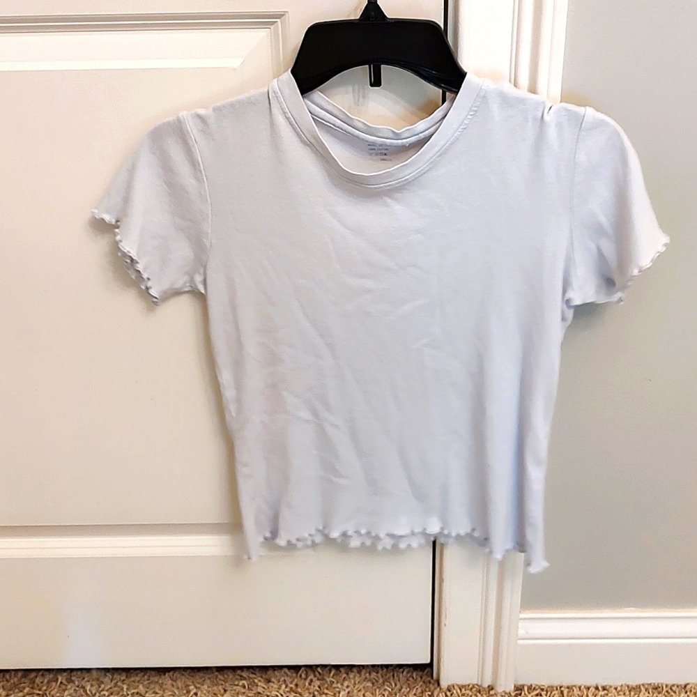 John Gult white t-shirt, lettuce edge.